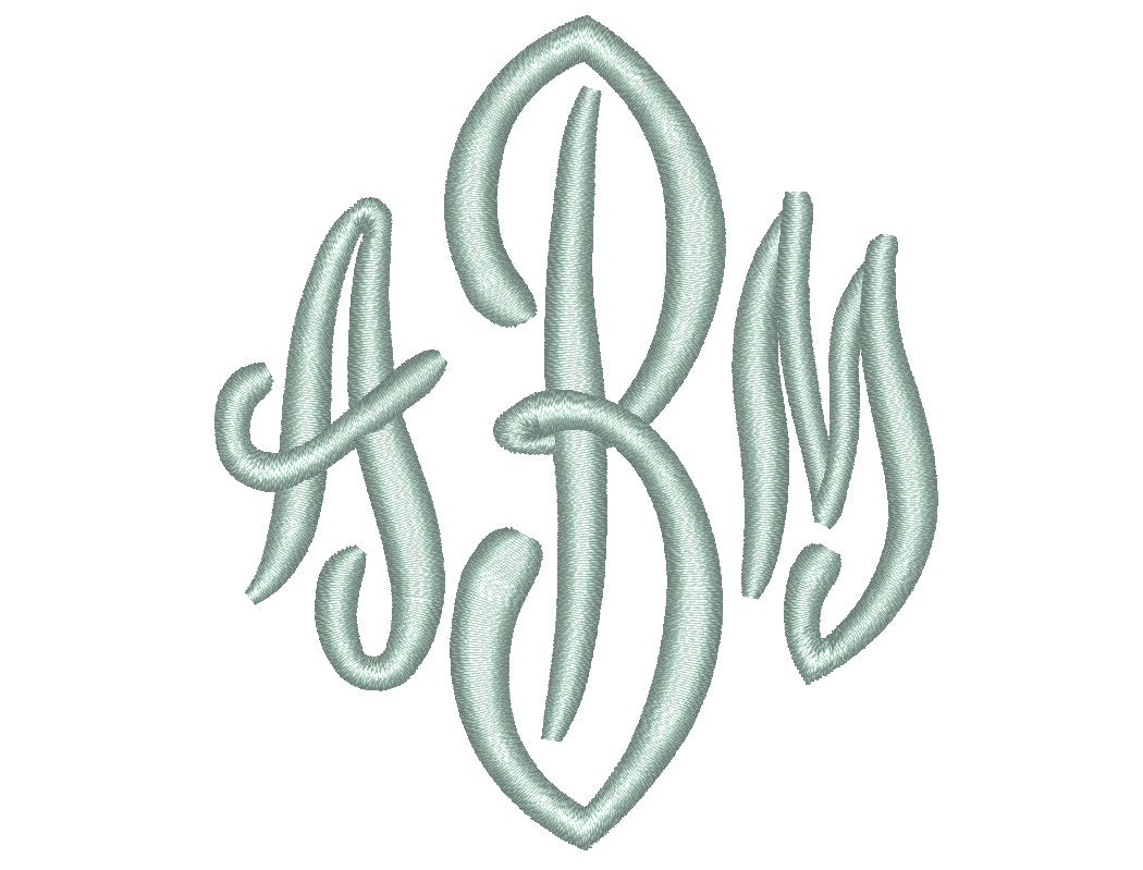 3 Size End Scroll Monogram 3 Letters Embroidery Font BX fonts