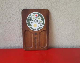 Vintage Wood and Ceramic Tile Cheese Board