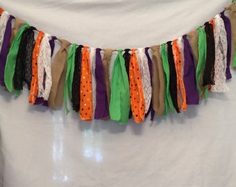 Halloween Garland/All Hallow's Eve Decor/Halloween Decorations/Fabric Garland/Halloween Party Decor/Black Spider Garland/Spider Garland