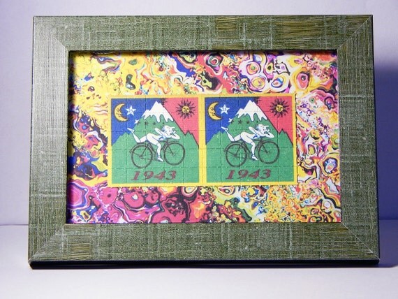 Framed Blotter Art Bicycle Day Hoffman Bike Ride