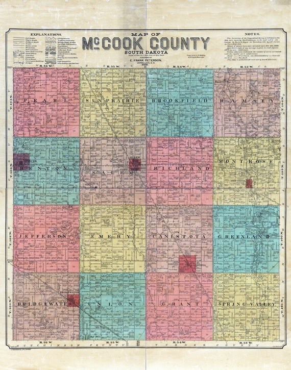 1900 Farm Line Map of McCook County South Dakota