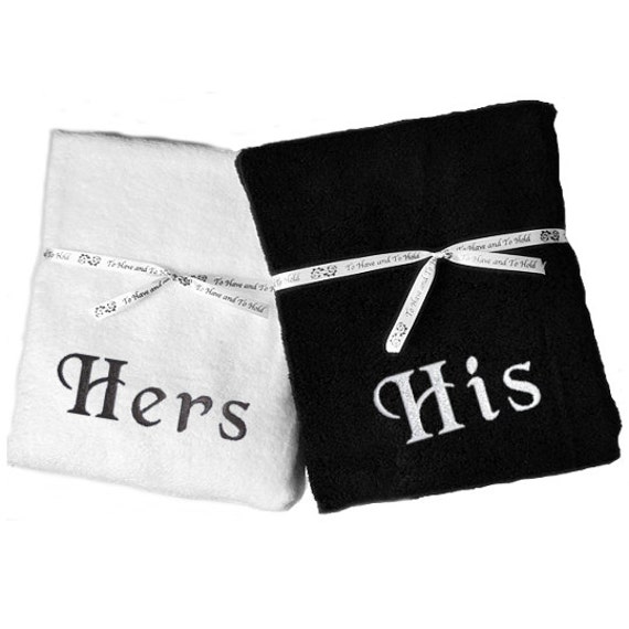 Wedding Gift Towel Set His Hers Gift Towels by RidgetopBrides