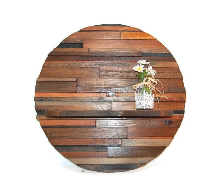 Rustic Wood Shelf 24 Round Shelf Circle Shelf by LakefrontWoods