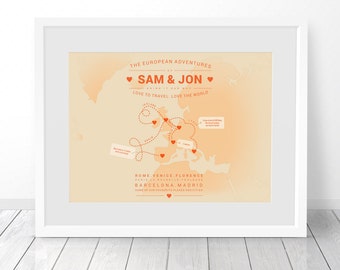 ... Map Print, Wedding Gift, 1st Anniversary Gift, 40th Birthday Gift