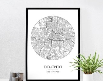 atlanta map | etsy atlanta map | etsy