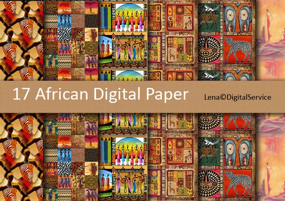 17 African Digital Paper INSTANT DOWNLOAD 12x 12 inch scrapbook ...