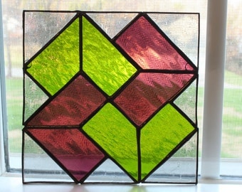 Geometric stained glass panel