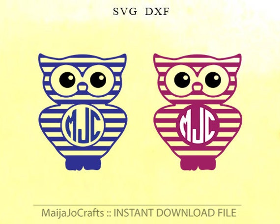 Download Owl monogram design Owl SVG DXF cut file instant download