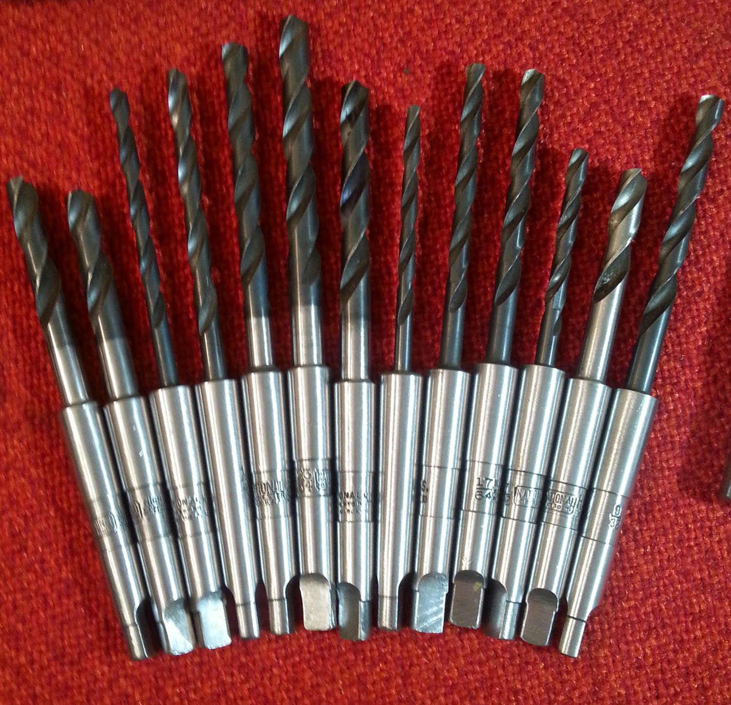 Vintage Drill Bits NationalDetroit H.S. Taper Down High Speed