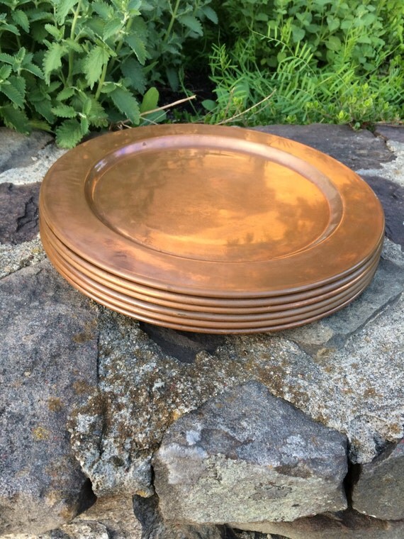 Vintage Copper Plates Set of Copper Chargers Place Setting