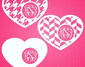Hearts A Plenty 2 Monogram Frame Cutting Files in Svg, Eps, Dxf, Png, Jpeg, and Studio for Cricut & Silhouette