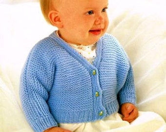 PDF Knitting Pattern Baby's Sweater & Cardigans 16-22