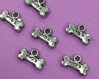 8 Dog Bone Charms, Dog Bone Charm, Dog Bone Jewelry, Dog Jewelry, Dog Bone Pendant, Silver Dog Bone Charm, Dog Bone Charms,Dog Bone Pendants