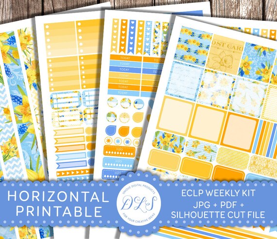 Printable HORIZONTAL Planner Sticker Set fits Erin Condren