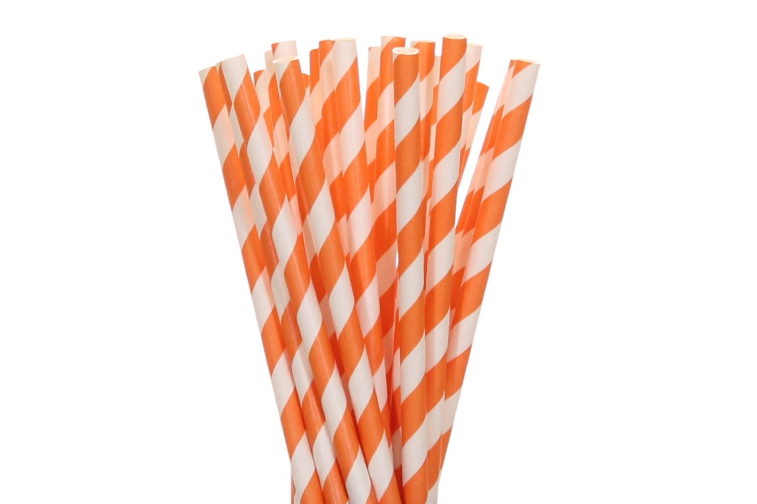 Paper Straws Orange Striped Paper Straws Orange Birthday