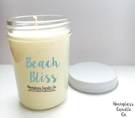 Beach Bliss Soy Wax Candle Natural Soy Wax by HourglassCandleCo