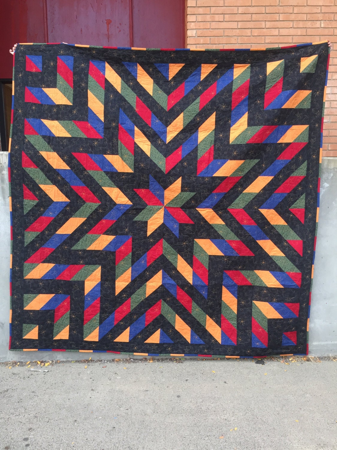 homemade-king-size-quilt-of-carpenter-star-pattern