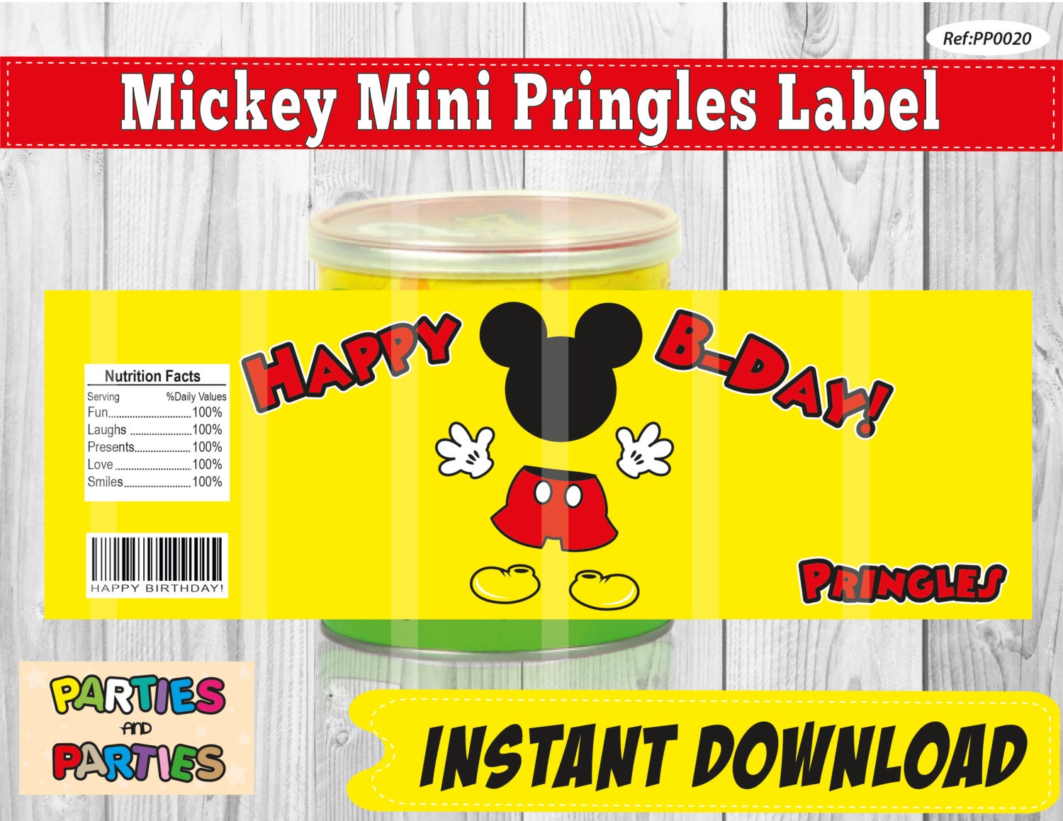 50 OFF Mickey Printable Mini pringles Label by PartiesandParties