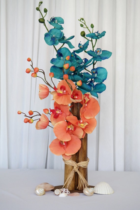 Coral Orchid Centerpiece : Items similar to centerpiece wedding coral orchids
