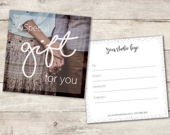 Photography Gift Certificate Template - 5x5" - INSTANT DOWNLOAD -A_116