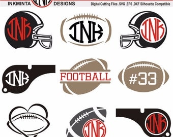 Football SVG Cut Files - Monogram, Clipart, Screen Printing, Silhouette, Cut Machines, & More - Vol.2