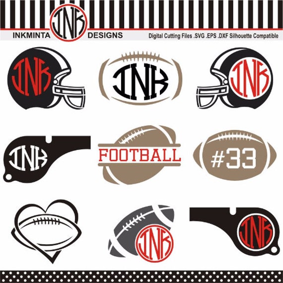 Download Football SVG Cut Files Monogram Clipart Screen Printing