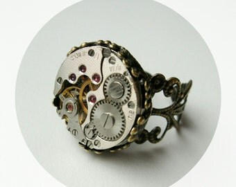 ring steampunk ring cocktail ring watch ring steam punk jewelry unique gift handmade steampunk wedding - Steampunk Wedding Rings ring steampunk ring cocktail ring watch ring steam punk jewelry unique gift handmade steampunk wedding - Steampunk Wedding Rings