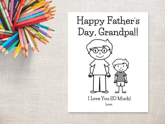 Download Father's Day Coloring Printable Boy & Grandpa