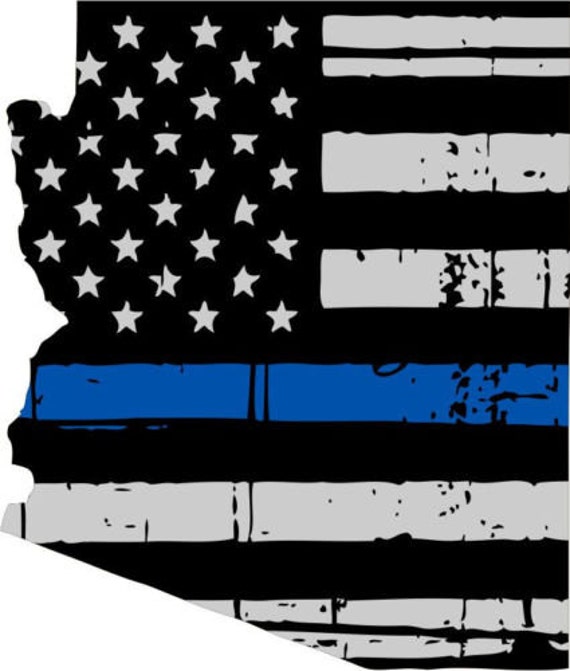 Thin blue line decal State of Arizona Tattered by CelidonPatchInc