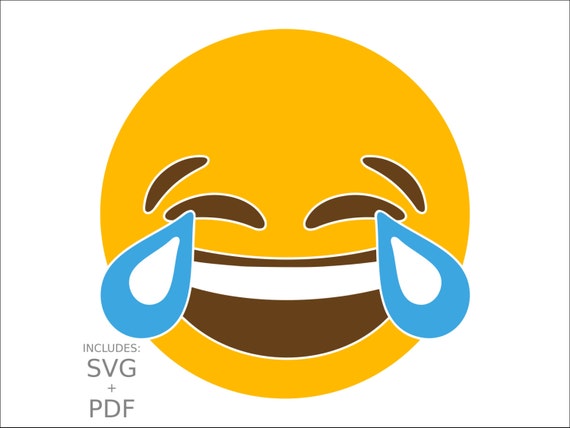 Download Cuttable Emoji SVG LOL Laughing Tears of Joy Emoticon Teared