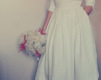 Tea length wedding dress, vintage wedding dress, tea length .50 .60 's dress's dress, short wedding dress, white dress,