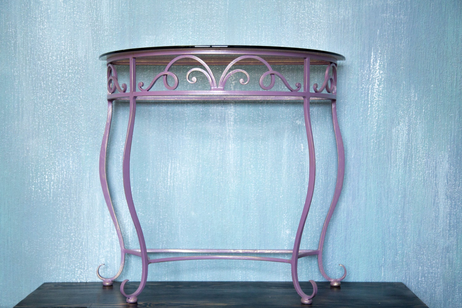 Small purple console table Foyer table Metal by LovelyHomeTales