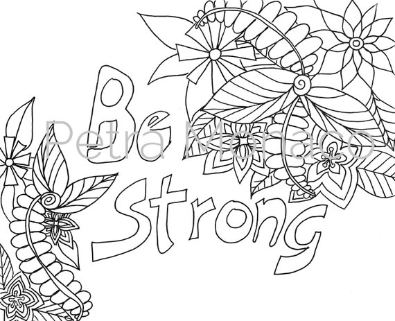 Be Strong Printable Affirmation Coloring Page