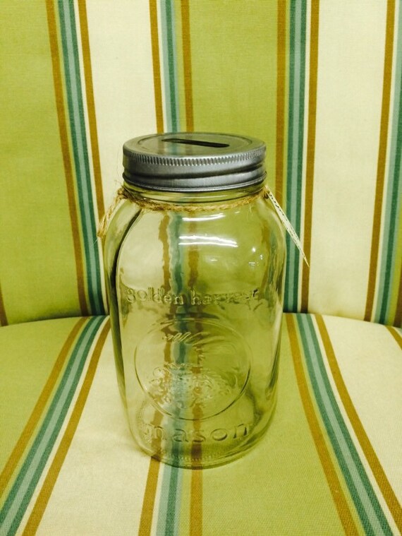 Handmade Glass Mason Jar Coin Money Bank Gift Bedroom Decor