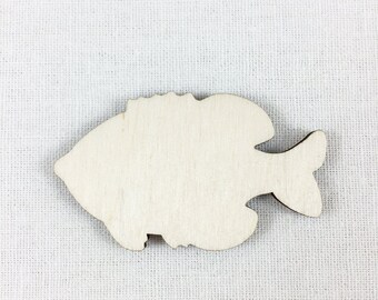 Wood Fish Shape, Unfinished Wood Fish Laser Cut Shape, DIY Craft Supply, Many Size Options
