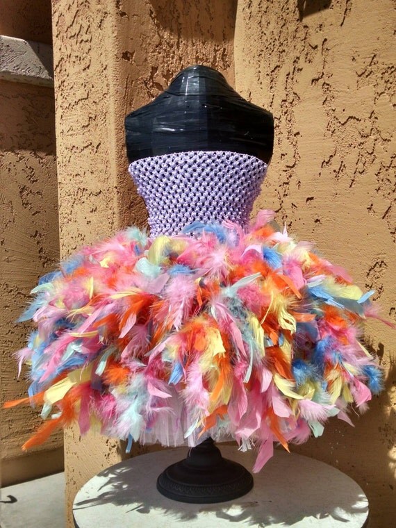 Multi color feather tutu dress Tutu skirt by ShabbyChicTutus