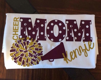 Cheer Mom Shirt. Personalized Cheer Mom Shirt. Cheer Shirt. Personalized Cheer Shirt. Pompom Shirt. Pompom Cheer Shirt.