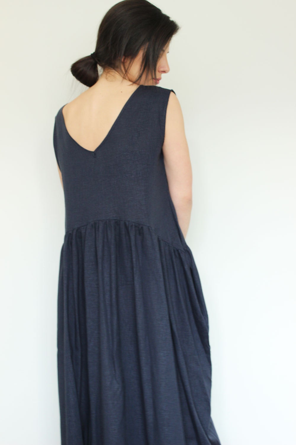 Linen Dress Blue Linen Dress Summer linen dress by linenOnlyDesign