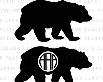 Bear svg file, bear monogram file - bear clipart digital download svg, eps, dxf, png