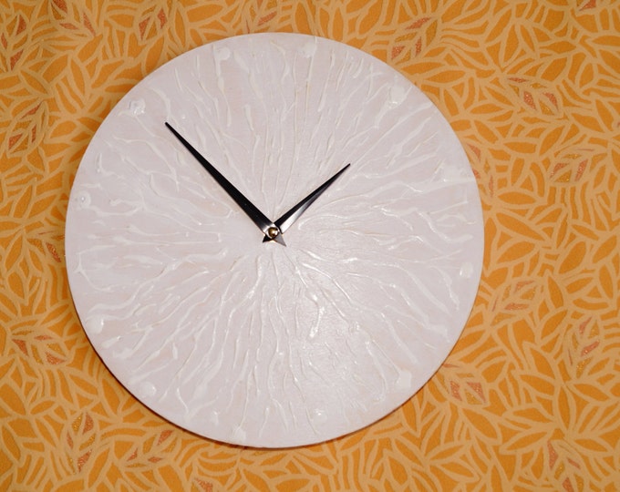 White relief wall clock- Minimalist Wall Clock- Home and Living- Unique Wall Clock- quartz Movement