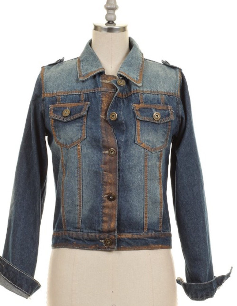 Vintage Denim Jacket Gold TrimWomen's Jean