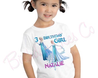 Customized Frozen Birthday Shirt Add Name & Age Frozen Queen Elsa Custom Birthday Shirt