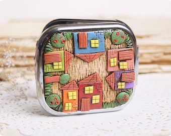 Fairy house Birthday gift for architect colorful houses unusual gifts for mom gift for coworker Whimsical accessory Folk art gift for wife