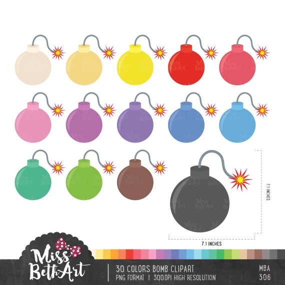 Download 30 Colors Cute Bomb/ Bombs Clipart Instant Download