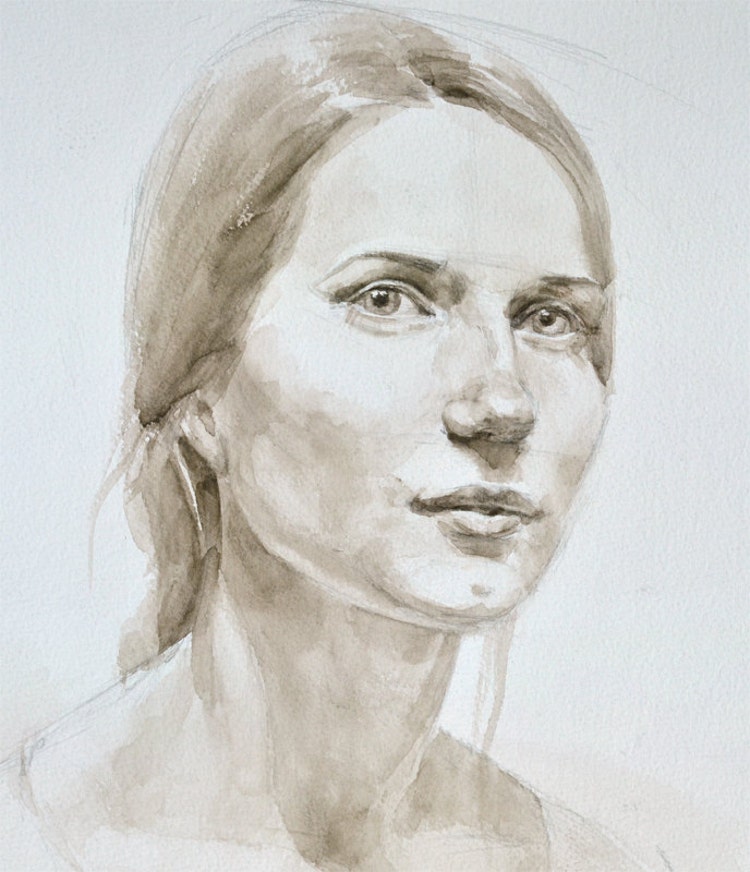 Watercolor Sepia Portrait. Custom Watercolor by RealArtVision