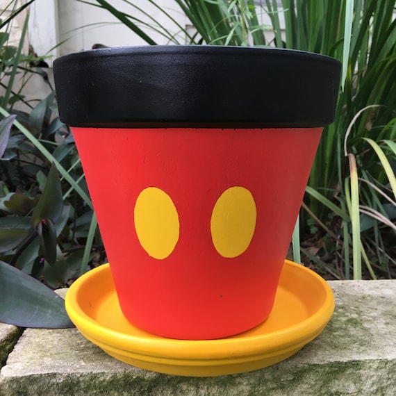 Mickey Mouse inspired flower pot by FlourishAndPots on Etsy