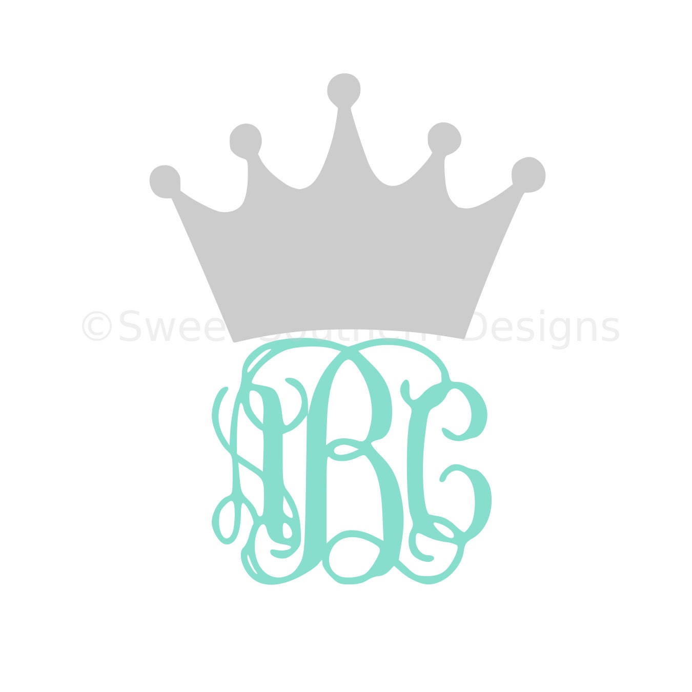 Monogram tiara crown SVG instant download design for cricut or