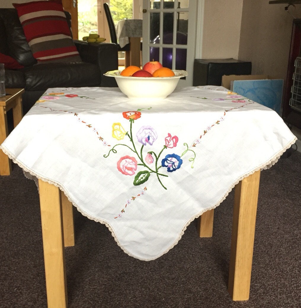 Vintage embroidered tablecloth