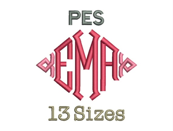 Point Diamond Monogram Font Embroidery Fonts 13 Size