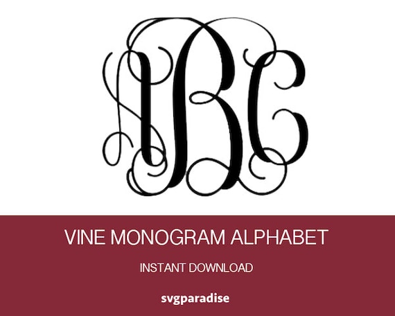 Download Vine Monogram Cuttable Font, Interlocking Vine Alphabet ...
